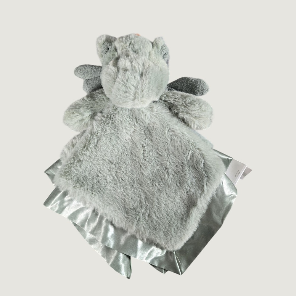 Cloud Island Green Dragon Lovey Security Blanket Plush Satin Trim 13.5"